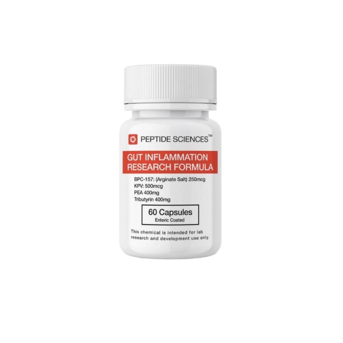 Гат Инфламмейшн (60 капсул) (Стэйбл БПЦ-157,КПВ, ПИ, Трибутирин) 60(капсул) Пептид Саенс (Gut Inflammation (Stable BPC-157, KPV, PEA, Tributyrin) PeptideSciences)