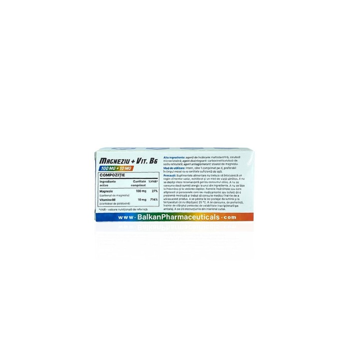 Магнезіум + Вітамін B6 Балкан 110 мг - Magnezium + Vit B6 110 mg Balkan Pharmaceuticals