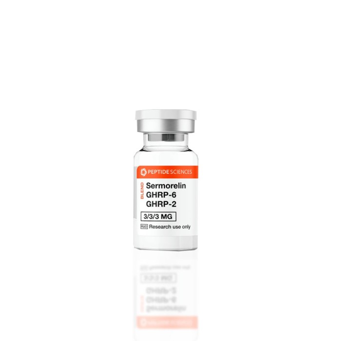 Серморелін, ГХРП6, ГХРП2 Пептид Саенс 9 мг (Sermorelin, GHRP6, GHRP2 9 mg Peptide Sciences)