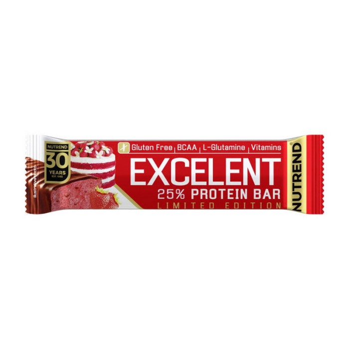 Протеїновий батончик Nutrend Excelent (85 г, полуничний кекс)