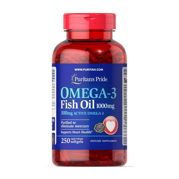 Риб'ячий жир Puritan's Pride Omega-3 1000 мг (250 м'яких капсул)