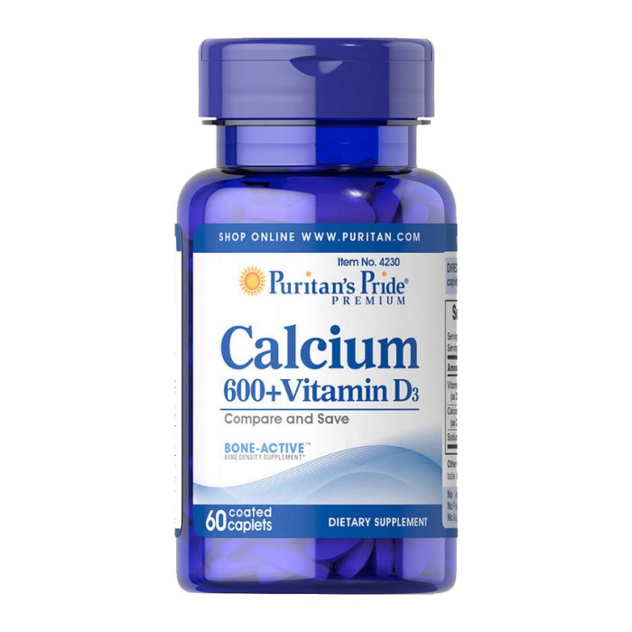 Puritan's Pride Calcium 600+ Vitamin D3 (60 капсул)