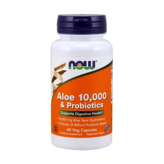NOW Aloe 10,000 & Probiotics (60 veg caps)