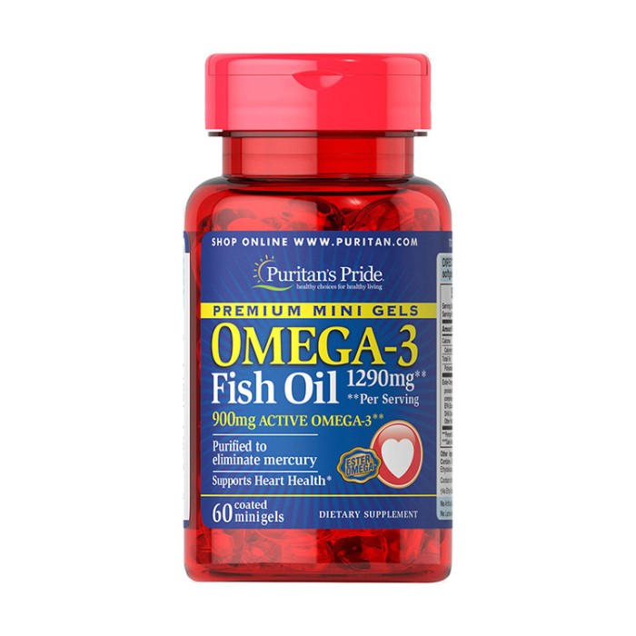 Риб'ячий жир Puritan's Pride Omega-3 1290 мг (60 міні-гелів)