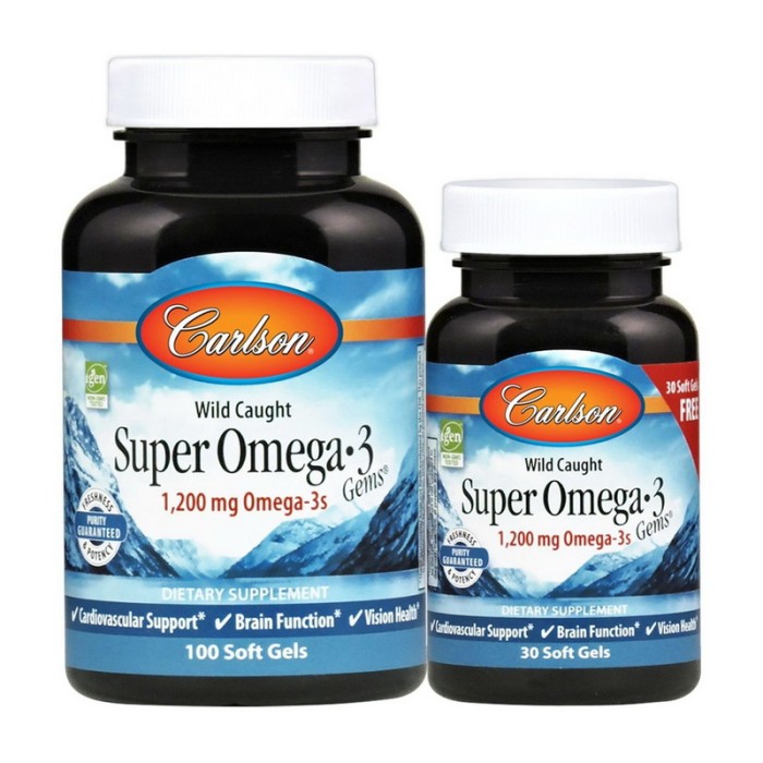 Carlson Labs Super Omega 3 1,200 mg wild caught (100+30 soft gels)