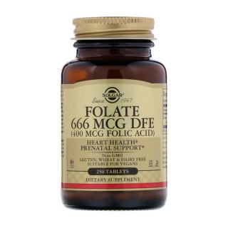 Solgar Folate 666 мкг DFE (фолиевая кислота 400 мкг) (250 таблеток)