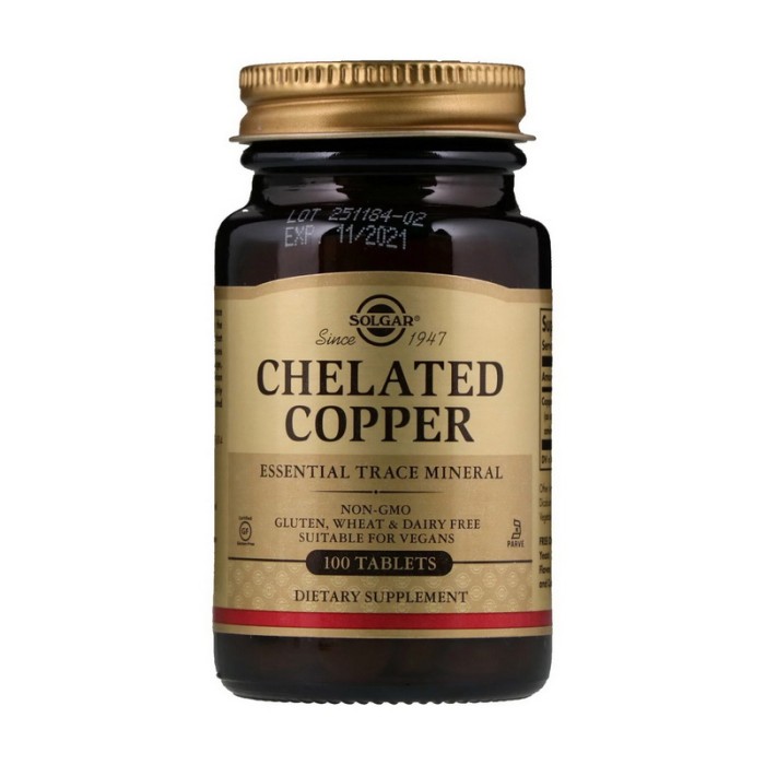 Хелатна мідь Solgar (100 таблеток)