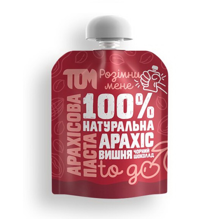 TOM peanut butter Арахісове Масло (64 g, з чорним шоколадом та вишнею)