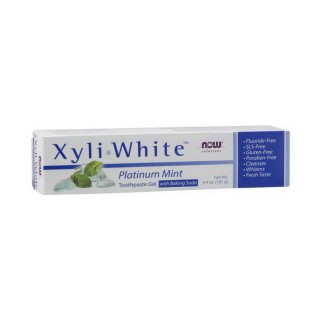 NOW Xyli White Toothpaste Gel with Baking Soda (181 g, platinum mint)