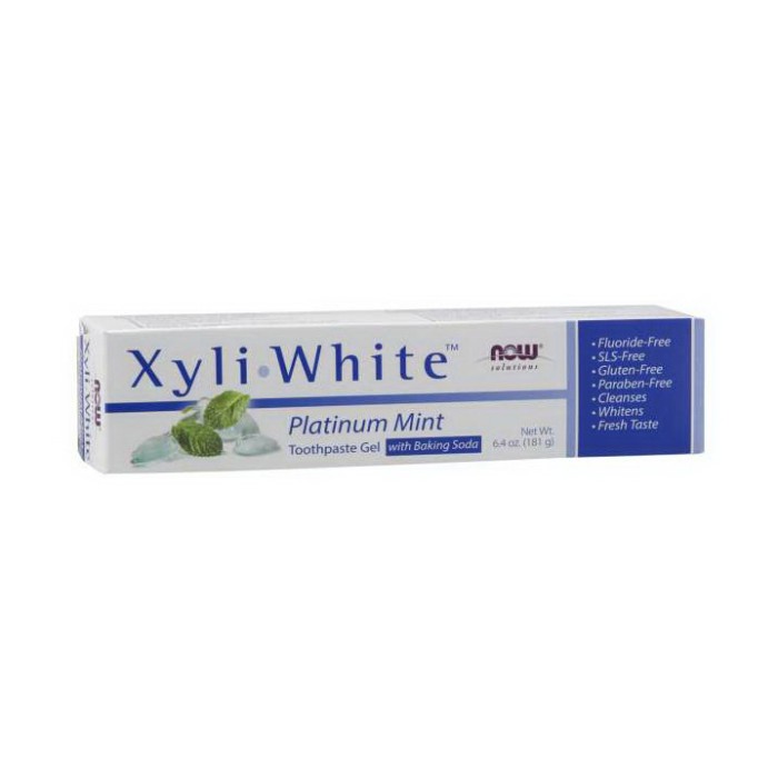 NOW Xyli White Toothpaste Gel with Baking Soda (181 g, platinum mint)