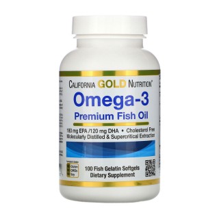Риб'ячий жир преміум-класу California Gold Nutrition Omega-3 (100 м'яких капсул для риби)