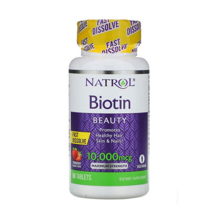 Natrol Biotin Beauty 10 000 мкг (60 таблеток, полуниця)