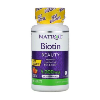 Natrol Biotin Beauty 5000 мкг (90 таблеток, полуниця)