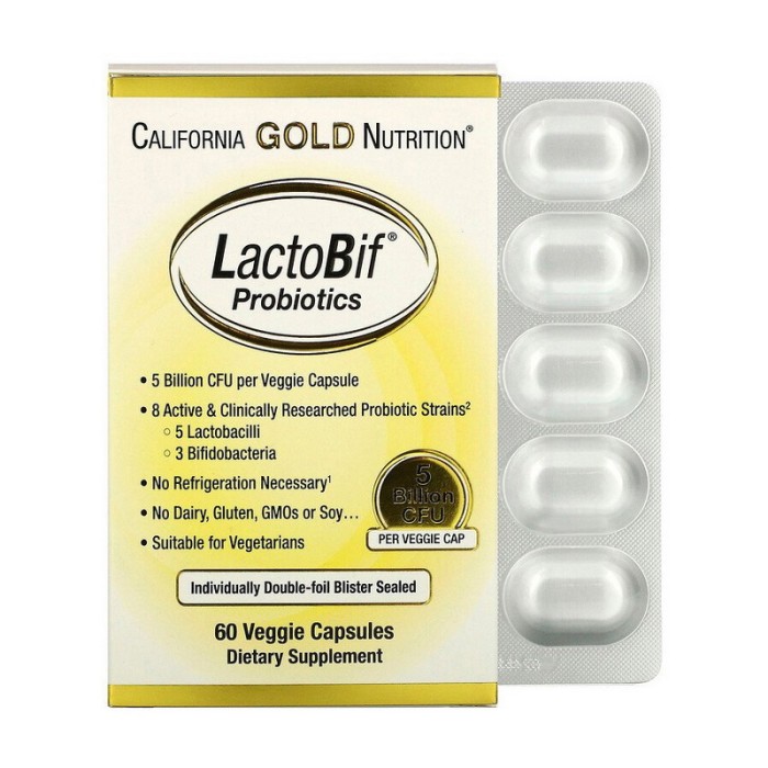 California Gold Nutrition LactoBif Probiotics 5 Billion (60 рослинних капсул)