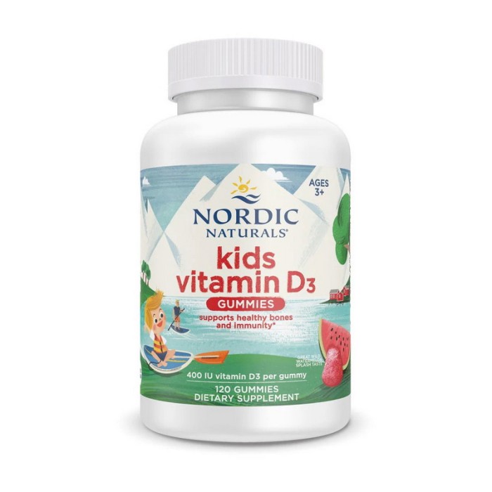 Жувальні цукерки Nordic Naturals Kids з вітаміном D3 400 МО (120 цукерок, смак дикого кавуна)