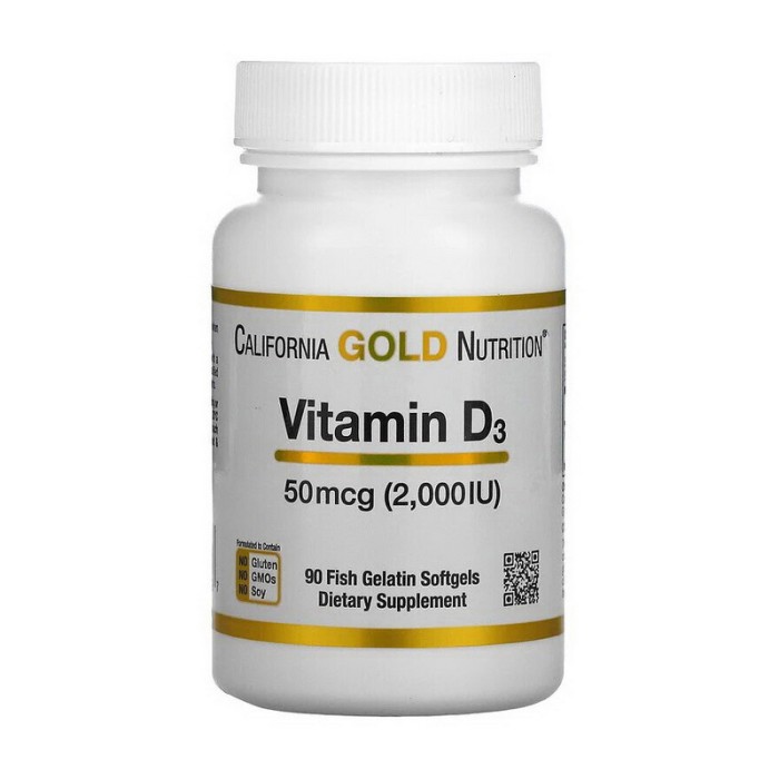 California Gold Nutrition Vitamin D3 50 mcg (2,000 IU) (90 fish gelatin softgels)