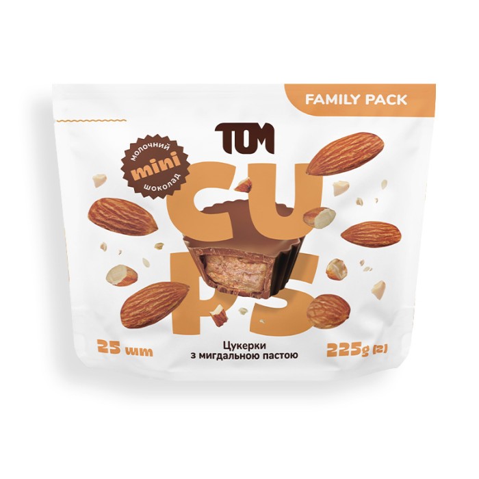 TOM peanut butter Цукерки з мигдальною пастою в молочному шоколаді - Family Pack (225 g)