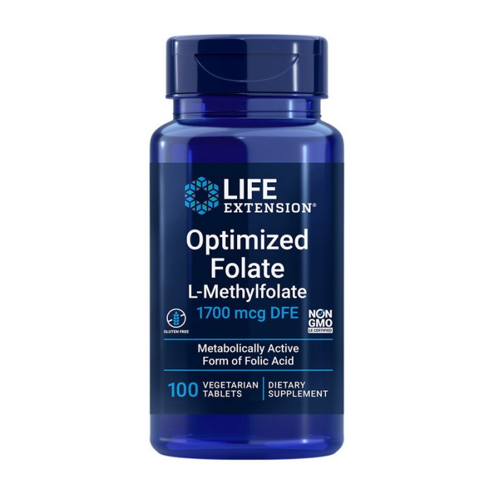 Life Extension Optimized Folate L-Methylfolate 1700 mcg DFE (100 veg tab)