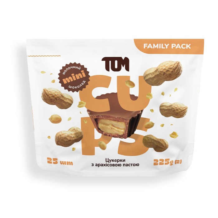 TOM peanut butter Цукерки з арахісовою пастою в молочному шоколаді - Family Pack (225 g)