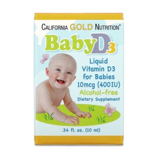Рідкий дитячий вітамін D3 California Gold Nutrition 10 мкг (400 МО) (10 мл)