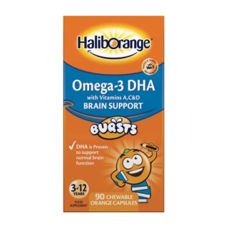 Haliborange Omega-3 DHA + Vits A,C & D Brain Support (90 chew tab, orange)