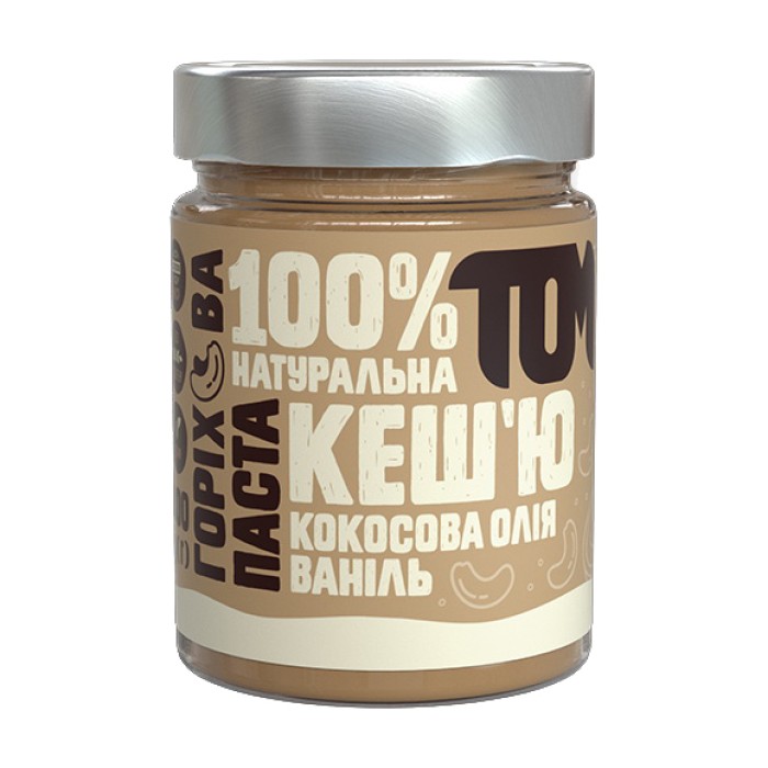 TOM peanut butter Горіхова Паста у скляній банці (300 g, кеш`ю кокосова олія ваніль)