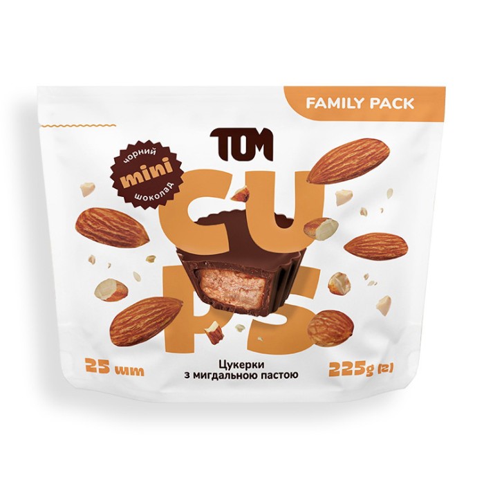 TOM peanut butter Цукерки з мигдальною пастою чорний шоколад - Family Pack (225 g)