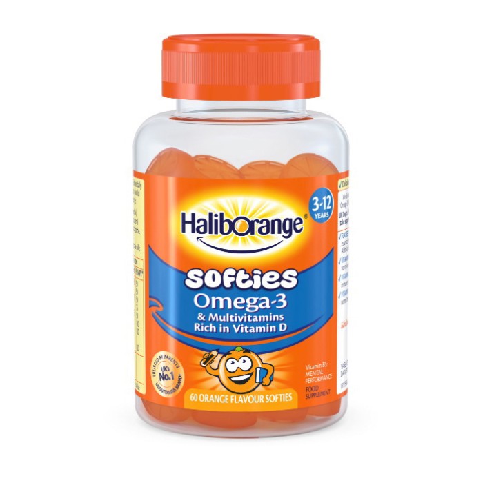 М'які цукерки Haliborange Omega-3 та мультивітаміни (60 м'яких цукерок, апельсин)