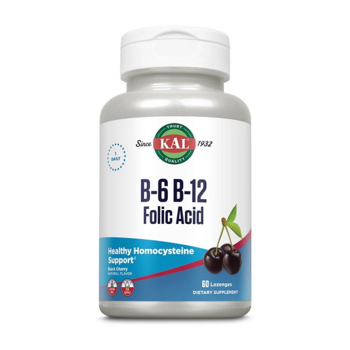 KAL B-6 B-12 Folic Acid (60 lozenges, natural berry)
