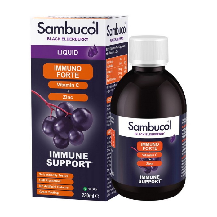 Sambucol Immuno Forte + Vitamin C + Zinc Liquid (230 мл)