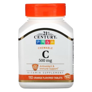 Вітаміни та мінерали 21st Century Vitamin C 500 mg Chewable, 110 таблеток Апельсин