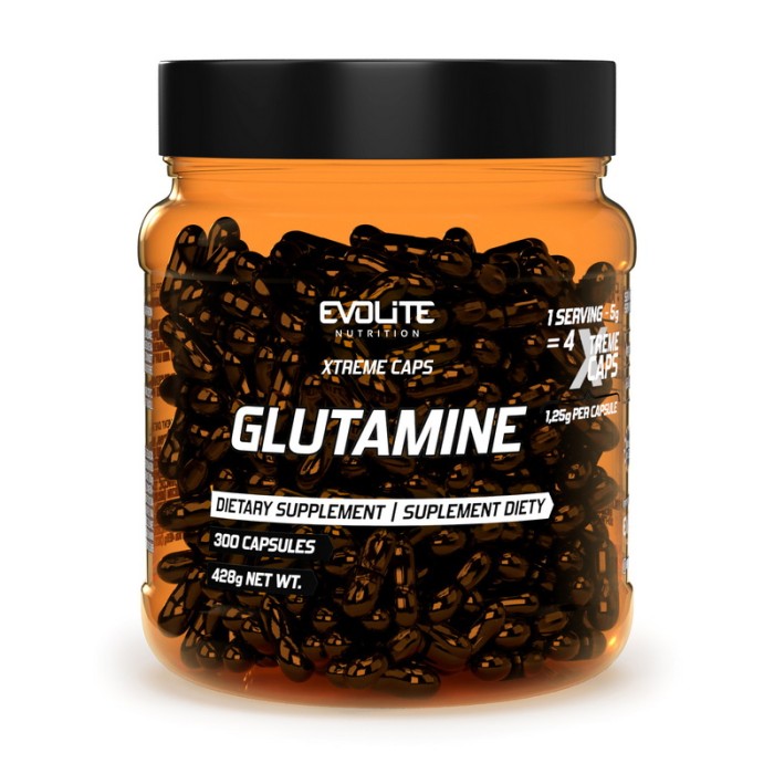 Амінокислота Evolite Nutrition Glutamine 1250 mg Extreme, 300 капсул