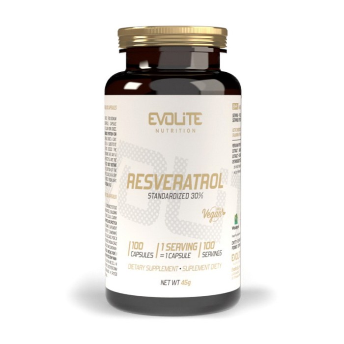 Натуральная добавка Evolite Nutrition Resveratrol 200 mg, 100 вегакапсул.
