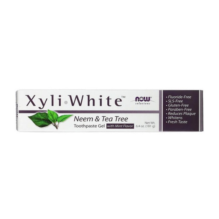 Зубная паста NOW Xyli White Gel с ароматом нима и чая (181 г, мята)