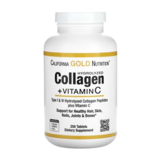 Гідролізований колаген California Gold Nutrition + вітамін С (250 таблеток)