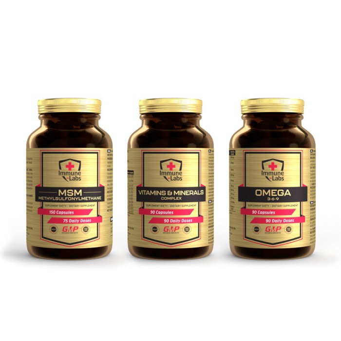 Набори Vitamins & Minerals Complex (90 caps) + MSM (150 caps) + Omega 3-6-9 (90 caps)