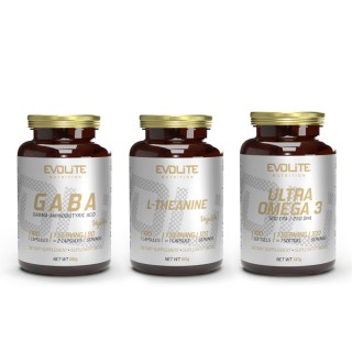 Наборы Ultra Omega 3 500/250 (100 капсул) + ГАМК 375 мг (180 растительных капсул) + L-Теанин (120 растительных капсул)