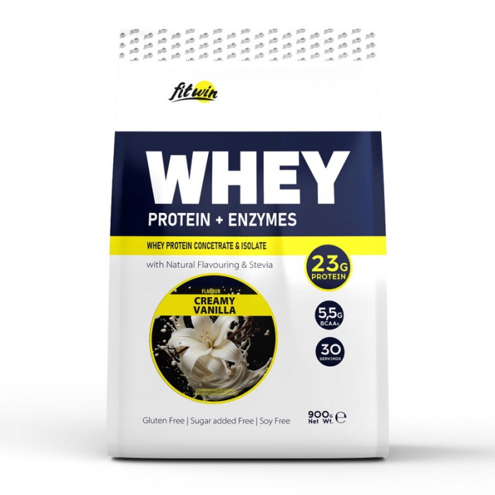 FitWin Whey Protein + Enzymes (900 g, creamy vanilla)