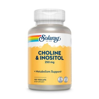 Холін та інозитол Solaray 250 мг (100 рослинних капсул)