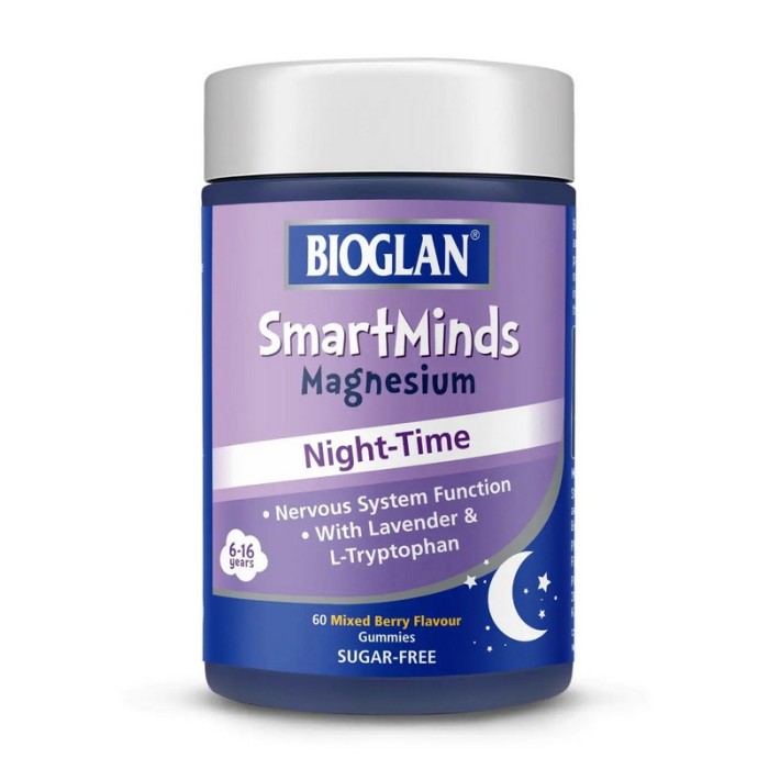 Bioglan SmartMinds Магній Нічний (60 жувальних цукерок, мікс ягід)