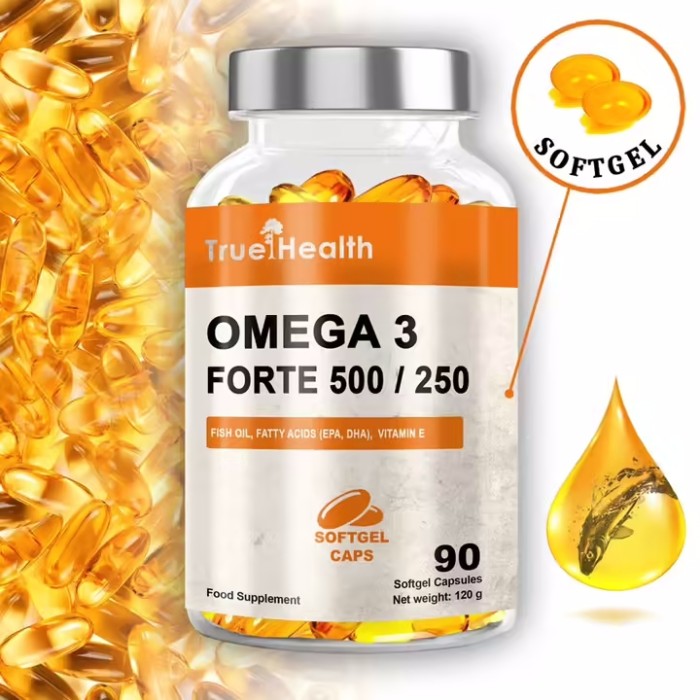 Жирні кислоти True Health Omega 3 Forte 500/250, 90 капсул