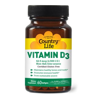 Вітаміни та мінерали Country Life Vitamin D3 2500 IU, 60 капсул