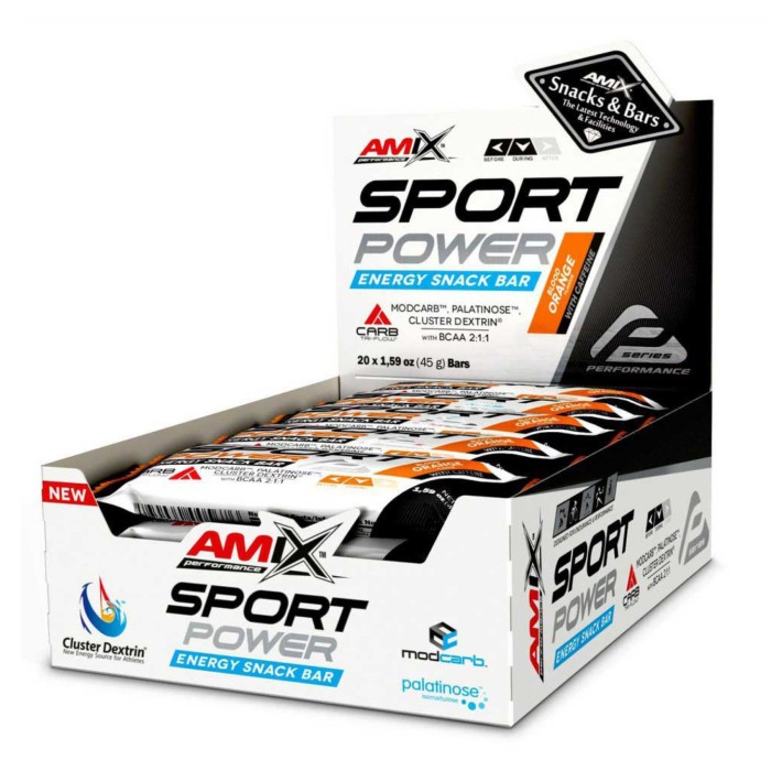 Снек-батончик Sport Power Energi - 20x45 г з кофеїном - червоний апельсин