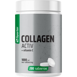 Препарат для суставов и связок Sporter Collagen Active + Vitamin C, 200 таблеток