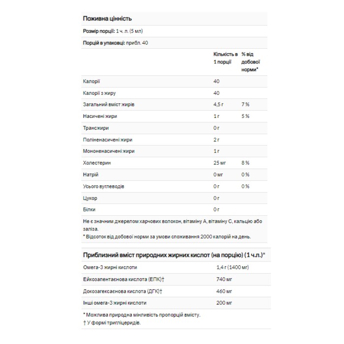 Риб'ячий жир Омега-3 з лимоном - 200 мл (7 унцій)