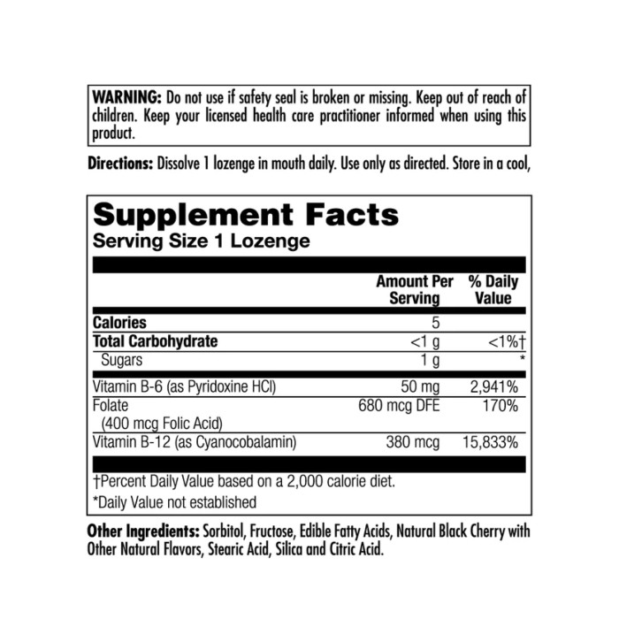 B-6 B-12 Фолієва кислота - 60 таблеток Чорна вишня