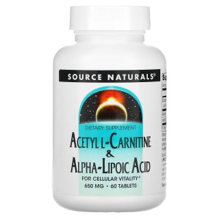 Жиросжигатель Source Naturals Acetyl L-Carnitine & Alpha Lipoic Acid 650 mg, 60 таблеток