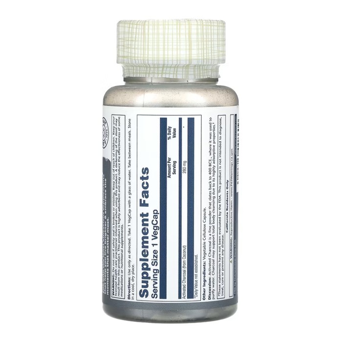 Активоване вугілля, кокосове 280 мг - 90 капсул