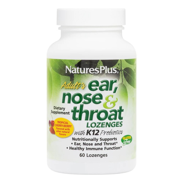 Витамины и минералы Natures Plus Adults Ear Nose & Throat, 60 леденцов Тропические ягоды с вишней