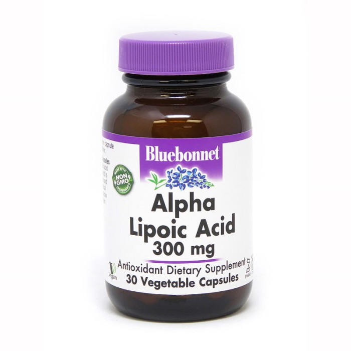 Натуральная добавка Bluebonnet Nutrition Alpha Lipoic Acid 300мг, 30 капсул